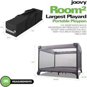 Joovy Room2 Largest Portable Playard Playpen, Charcoal